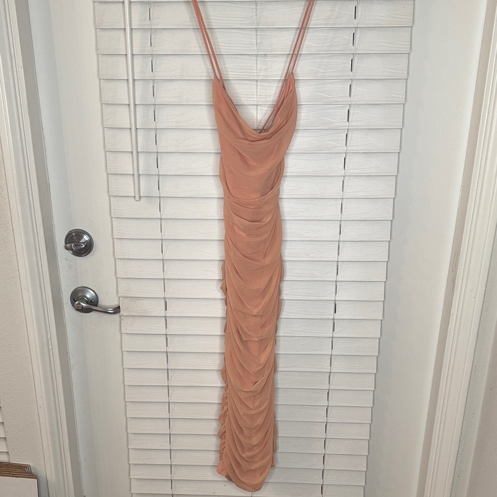 Oh Polly Elegant Peach Ruched Dress size 6